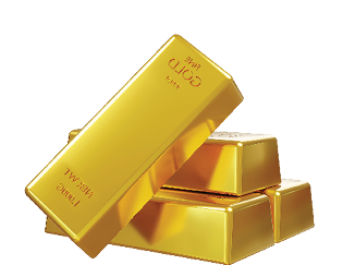 Gold bar stack isolated on white background, wealth concept, treasure, trading, investment, 3D rendering with clipping path 