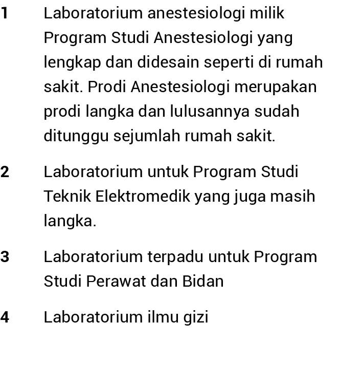 1 Laboratorium anestesiologi milik Program Studi Anestesiologi yang lengkap dan didesain seperti di rumah sakit  Prod   