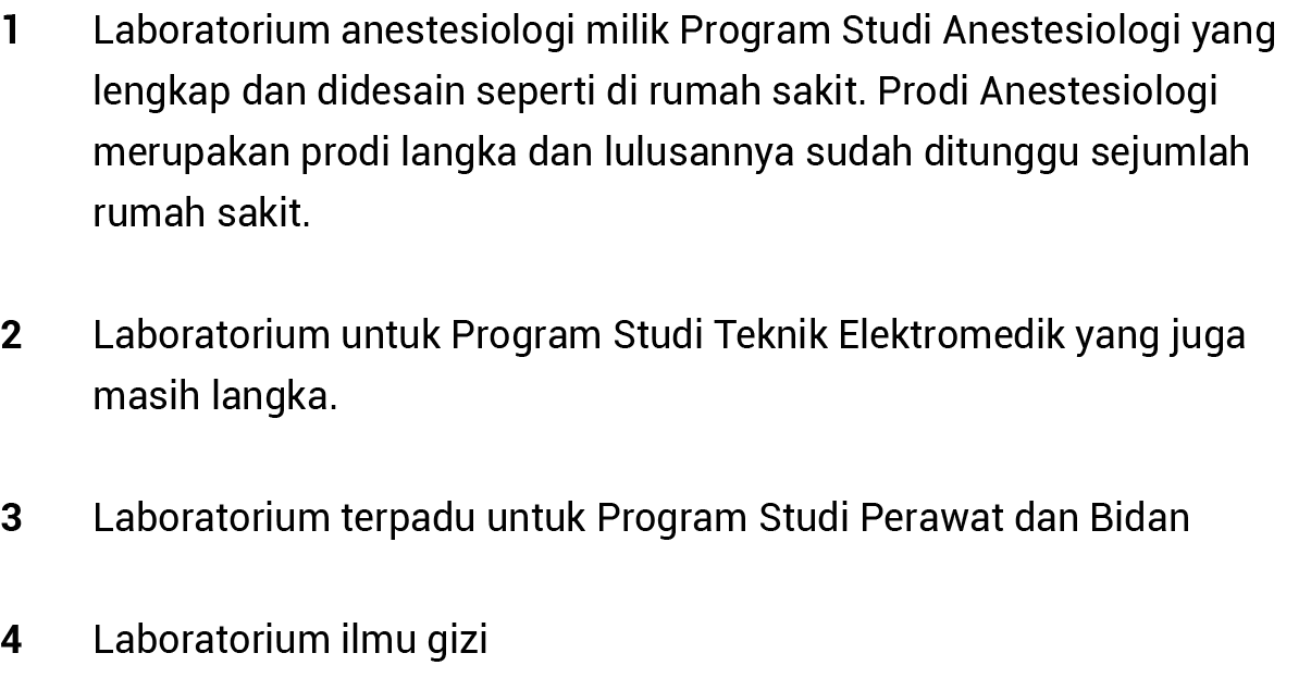 1 Laboratorium anestesiologi milik Program Studi Anestesiologi yang lengkap dan didesain seperti di rumah sakit  Prod   