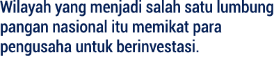 Wilayah yang menjadi salah satu lumbung pangan nasional itu memikat para pengusaha untuk berinvestasi.