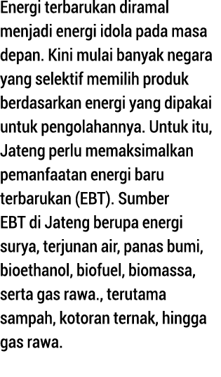 Energi terbarukan diramal menjadi energi idola pada masa depan  Kini mulai banyak negara yang selektif memilih produk   