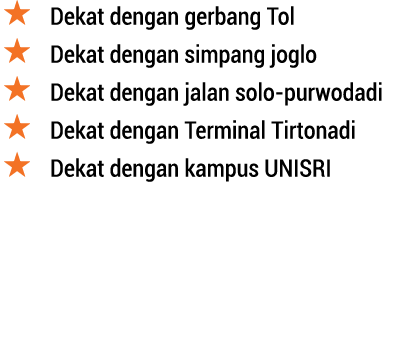 ￼ Dekat dengan gerbang Tol ￼ Dekat dengan simpang joglo ￼ Dekat dengan jalan solo purwodadi ￼ Dekat dengan Termin...