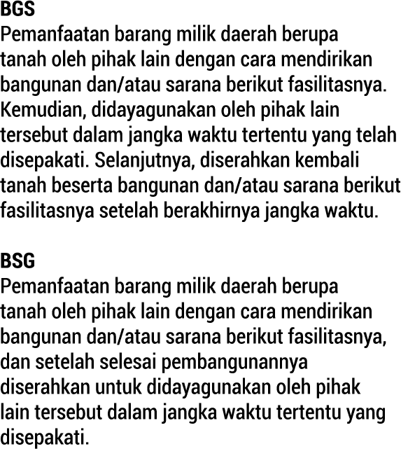 BGS Pemanfaatan barang milik daerah berupa tanah oleh pihak lain dengan cara mendirikan bangunan dan/atau sarana beri...