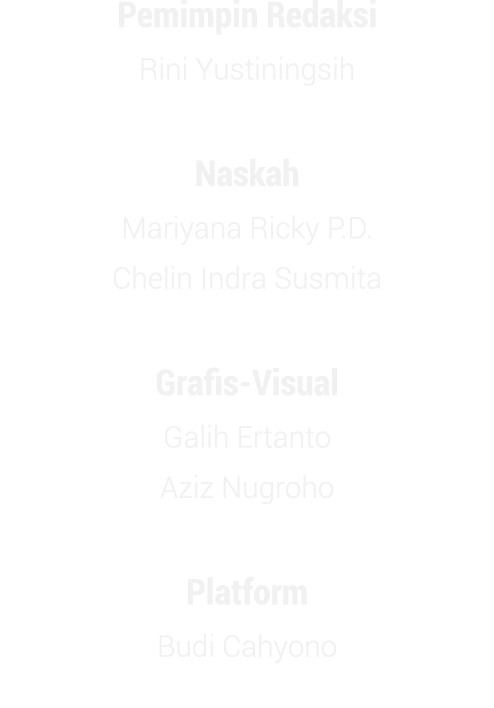 Pemimpin Redaksi Rini Yustiningsih Naskah Mariyana Ricky P.D. Chelin Indra Susmita Grafis Visual Galih Ertanto Aziz N...