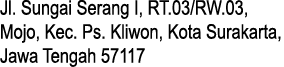 Jl. Sungai Serang I, RT.03/RW.03, Mojo, Kec. Ps. Kliwon, Kota Surakarta, Jawa Tengah 57117