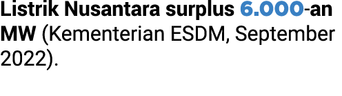 Listrik Nusantara surplus 6.000 an MW (Kementerian ESDM, September 2022).