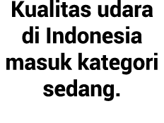 Kualitas udara di Indonesia masuk kategori sedang.