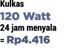 Kulkas 120 Watt 24 jam menyala   Rp4 416