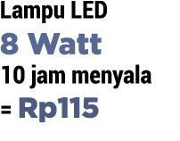 Lampu LED 8 Watt 10 jam menyala   Rp115