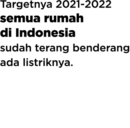 Targetnya 2021-2022 semua rumah di Indonesia sudah terang benderang ada listriknya 
